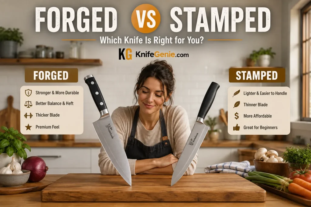Forged vs Stamped Knives Comparison Forged vs stamped kitchen knives side by side comparison