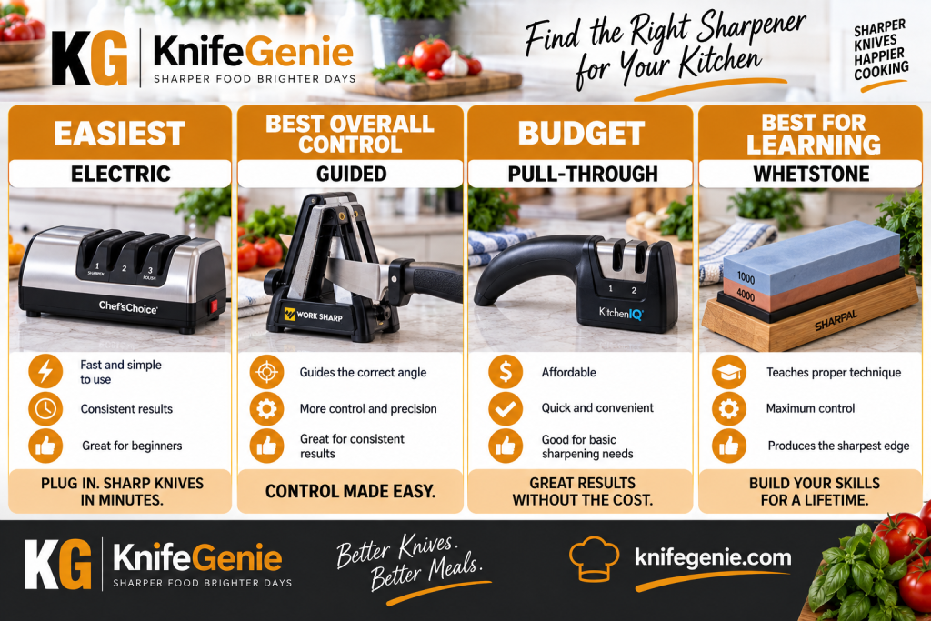Choosing the best knife sharpener for beginners by sharpening method