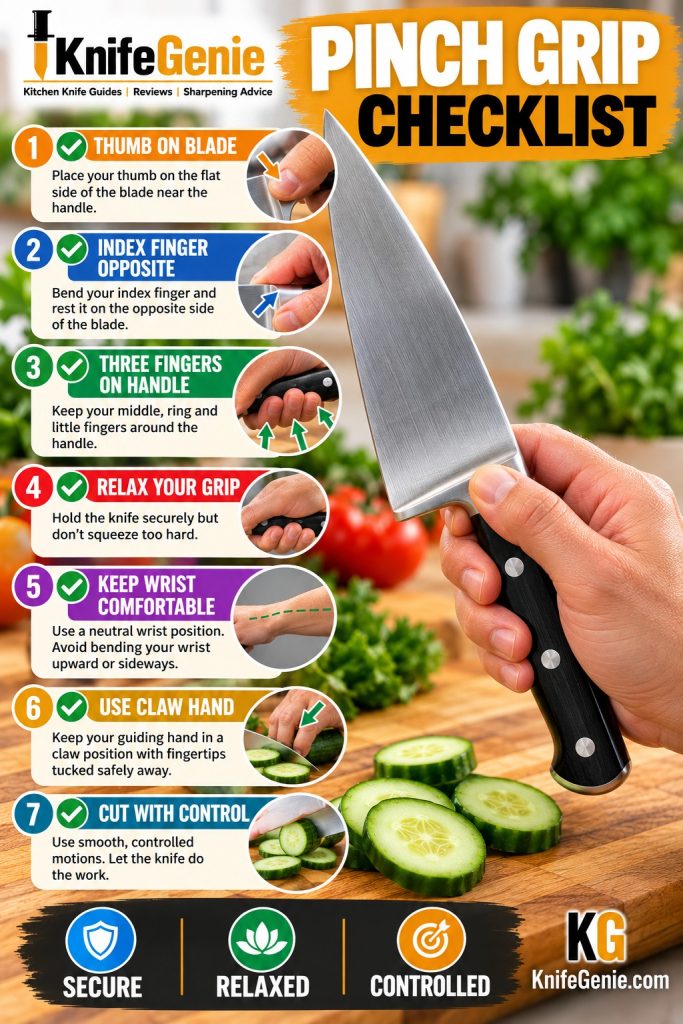 Chef knife pinch grip checklist for beginners