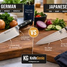German vs Japanese kitchen knives side by side comparison