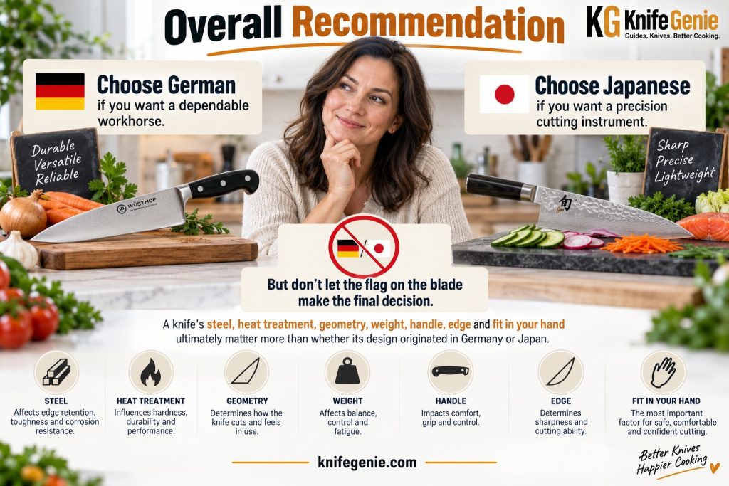 German vs Japanese kitchen knives overall recommendation for home cooks