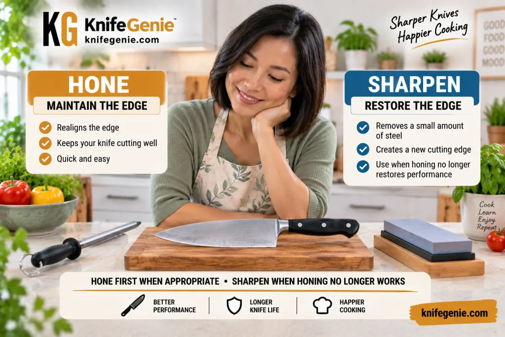 Hone to Maintain, Sharpen to Restore Honing vs sharpening overall kitchen knife recommendation