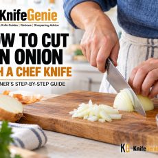 How to cut an onion with a chef knife using a safe claw grip