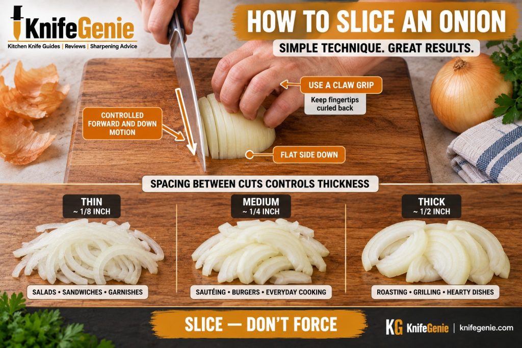 How to slice an onion safely with a chef knife