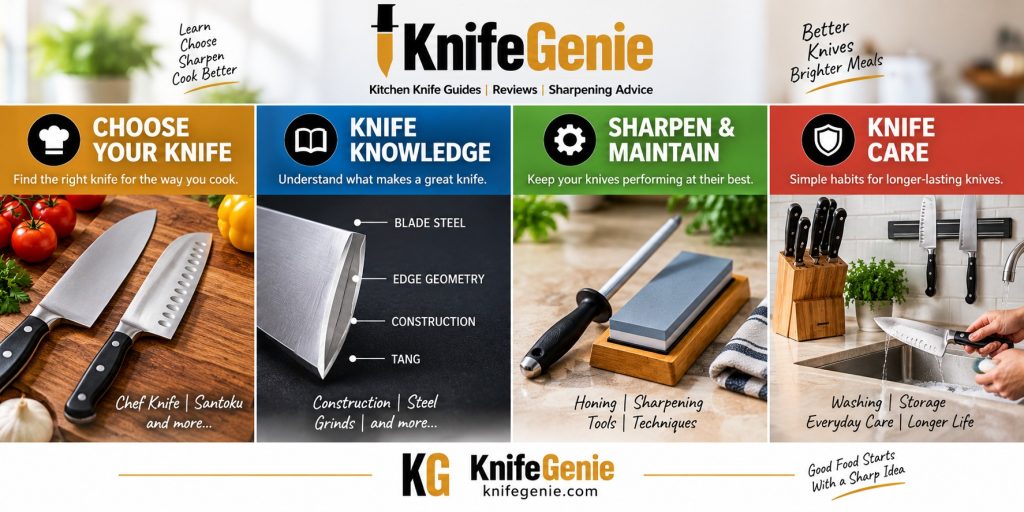 KnifeGenie guides to choosing, understanding, sharpening and caring for kitchen knives