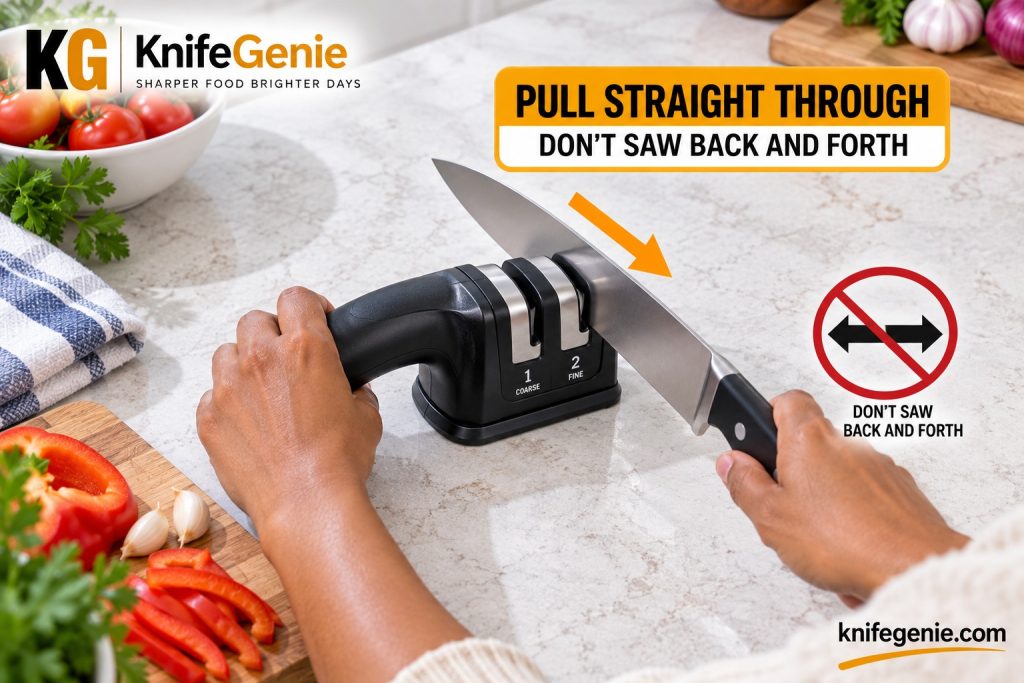 Manual Pull-Through Knife Sharpener How to use manual pull-through knife sharpener correctly