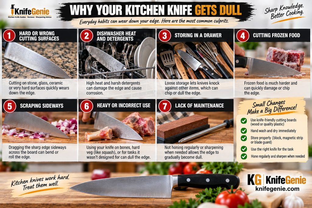 Common reasons kitchen knives become dull quickly