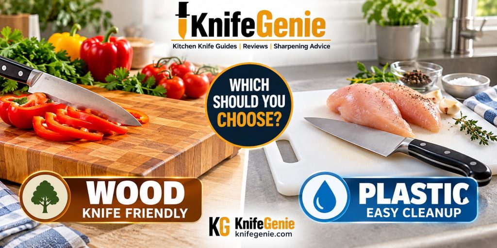 Wood vs plastic cutting board comparison for kitchen knives