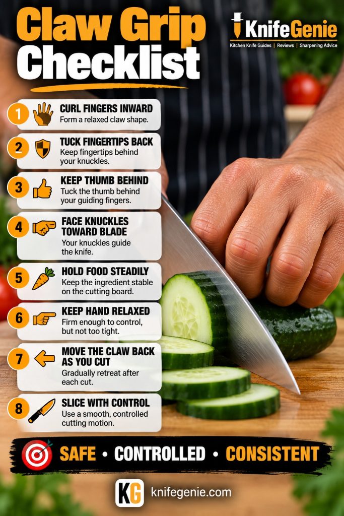 Claw grip checklist for using a chef knife